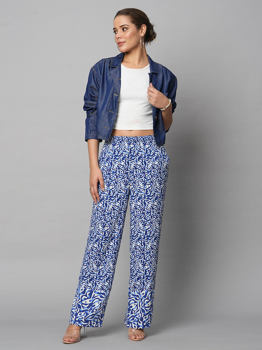 MIX N MATCH RAYON PRINTED PULL ON FLUID PANTS
