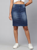 Dark Wash 5 Pocket Denim Pencil Skirt