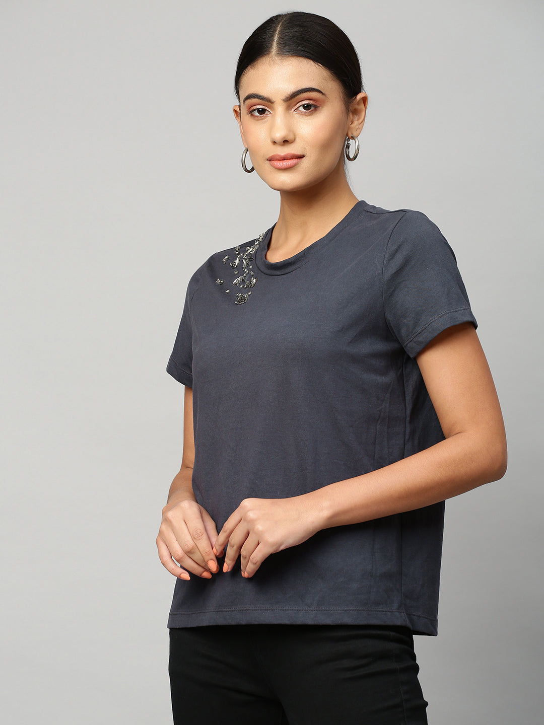 Cotton Jersey Embellished Tee