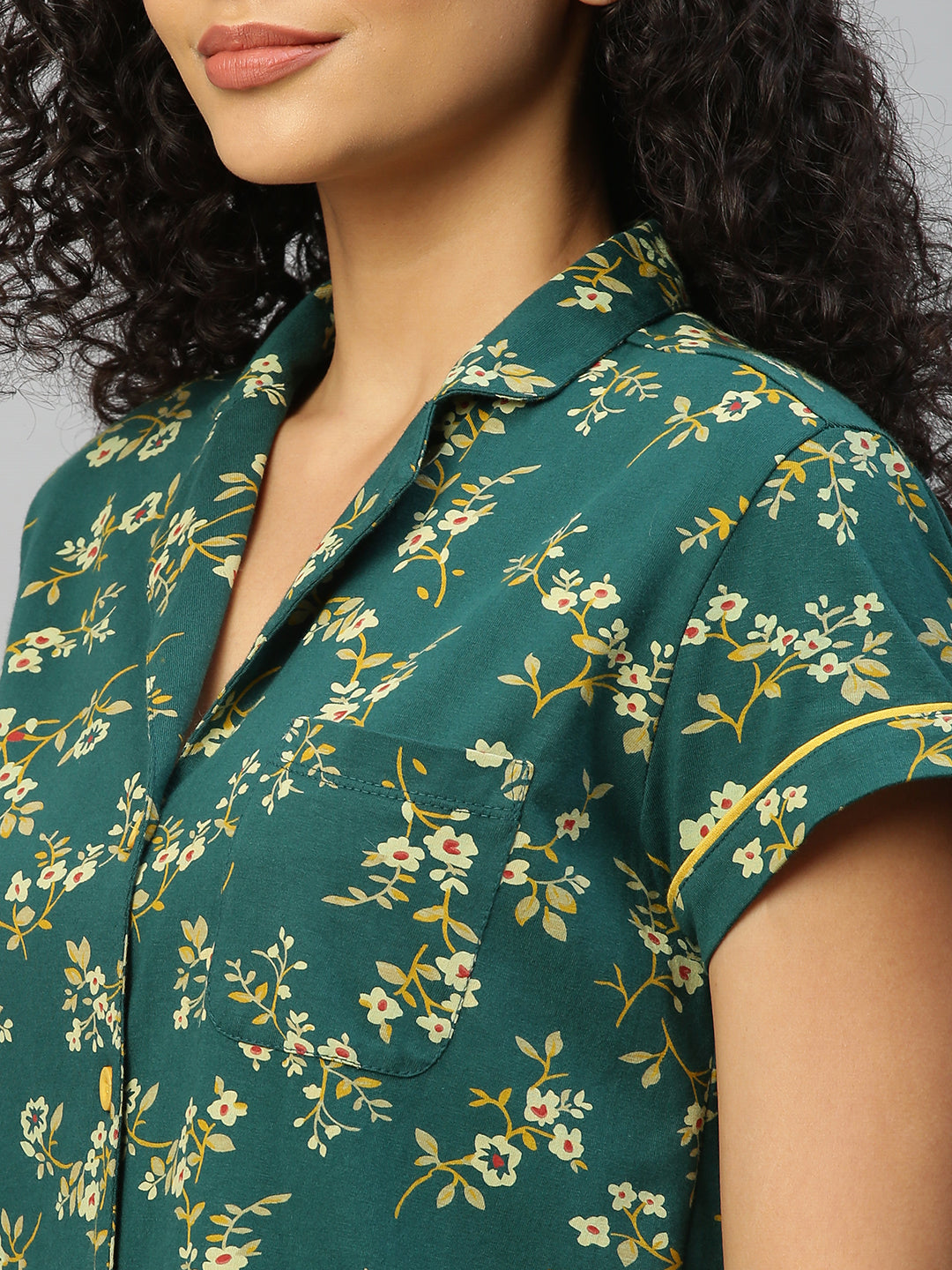 Botanical Printed Cotton Jersey Nightsuit