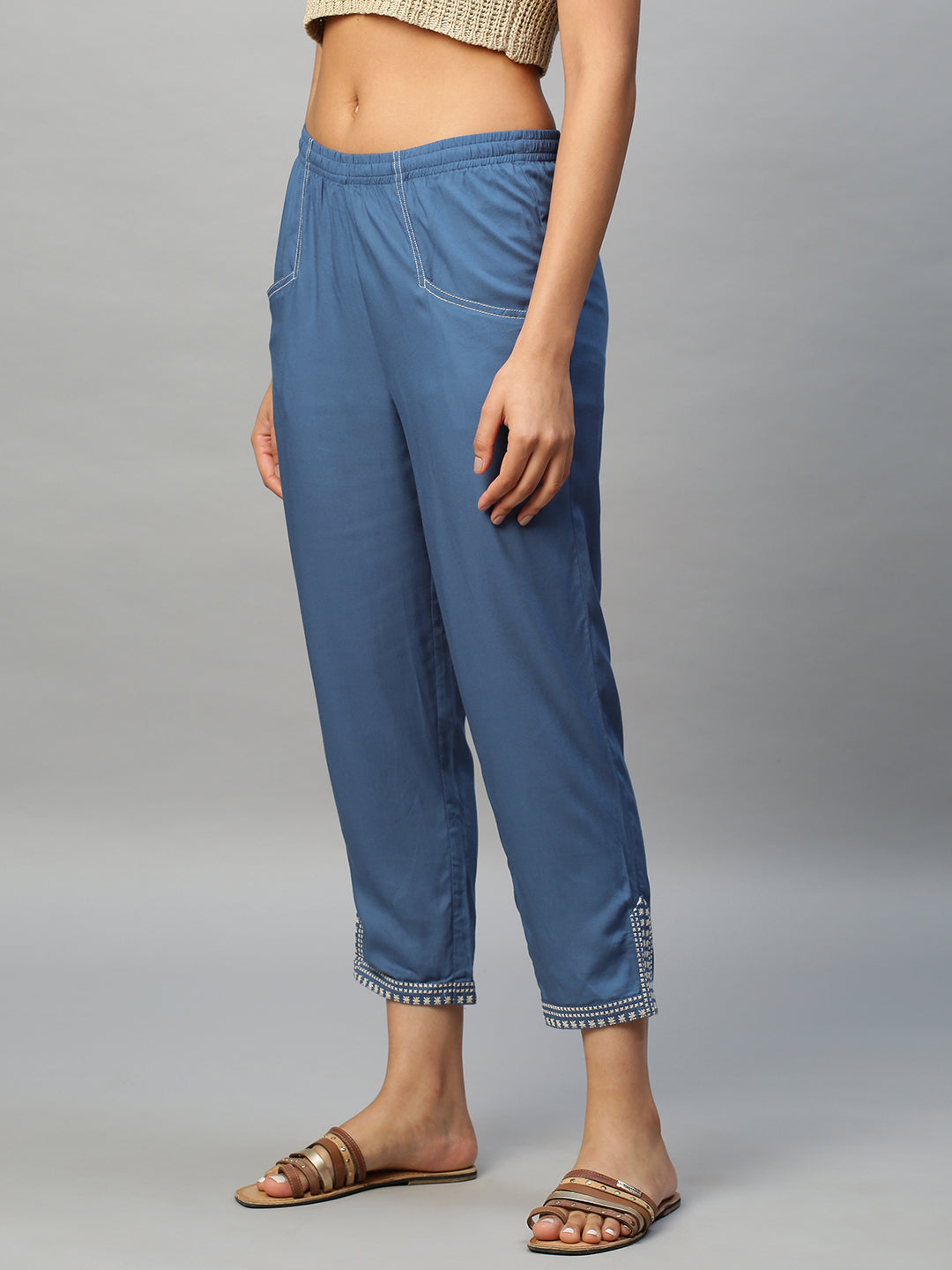 Rayon Embroidered Trousers