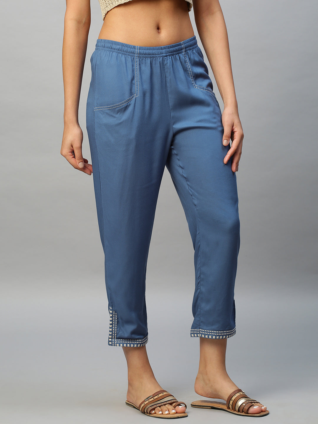 Rayon Embroidered Trousers