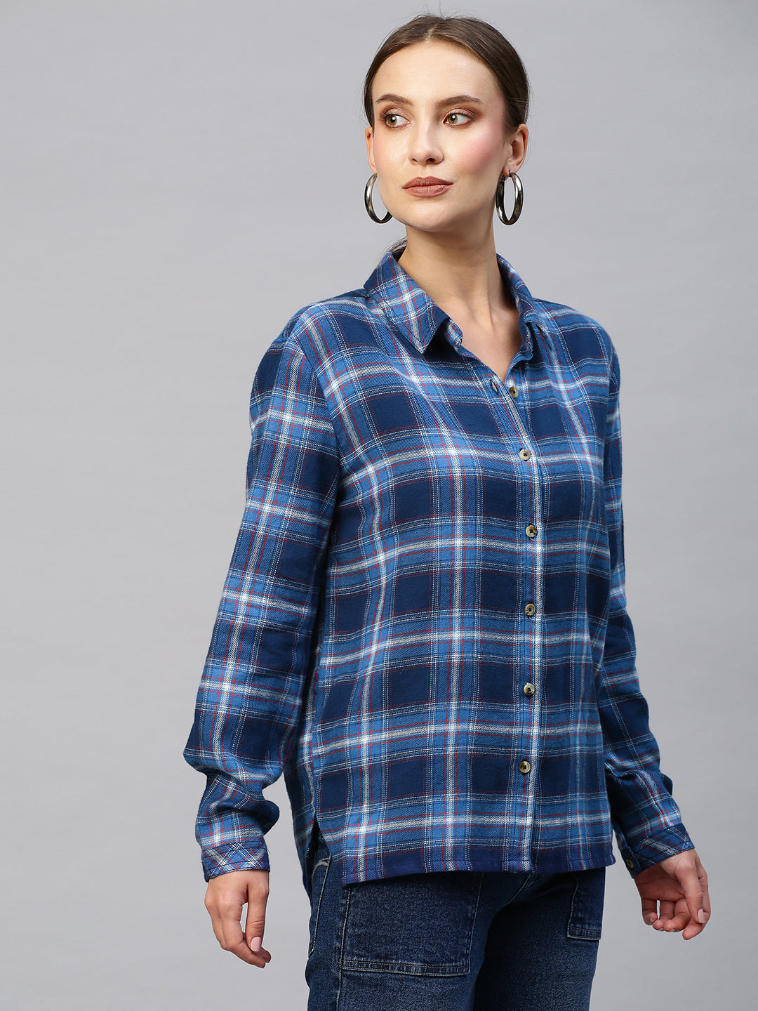 Brushed Flannel Drop Shoulder Plaid Shirt
