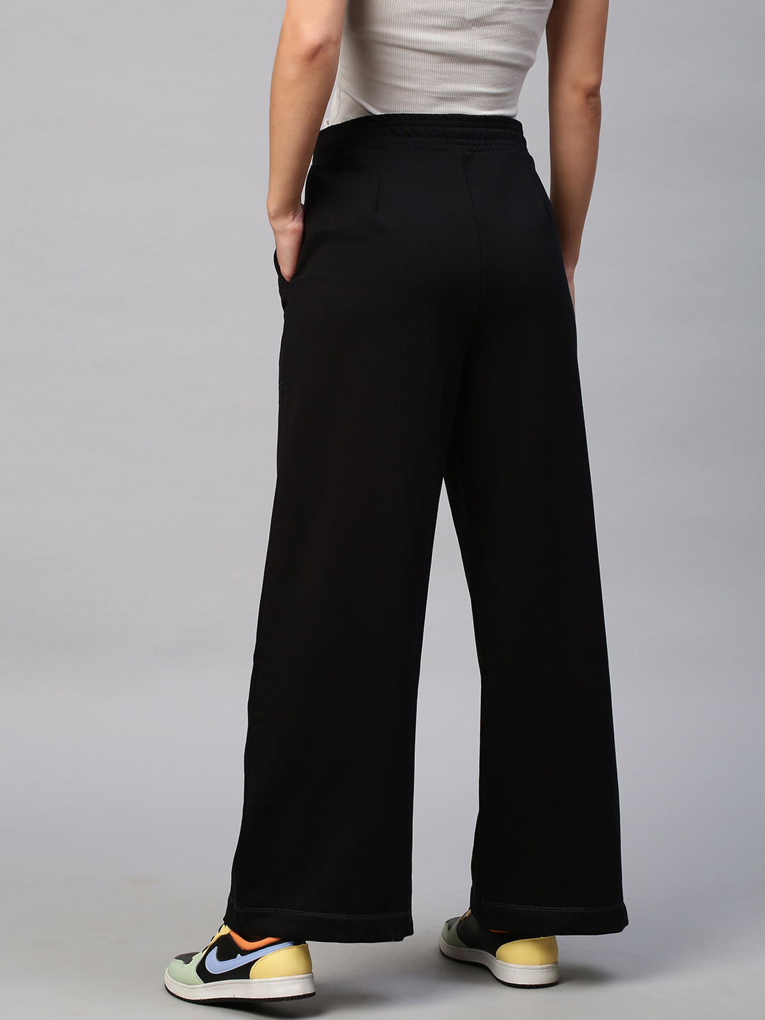 MID WAISTED WIDE LEG FRENCH TERRY COTTON LYCRA LOUNGE PANTS