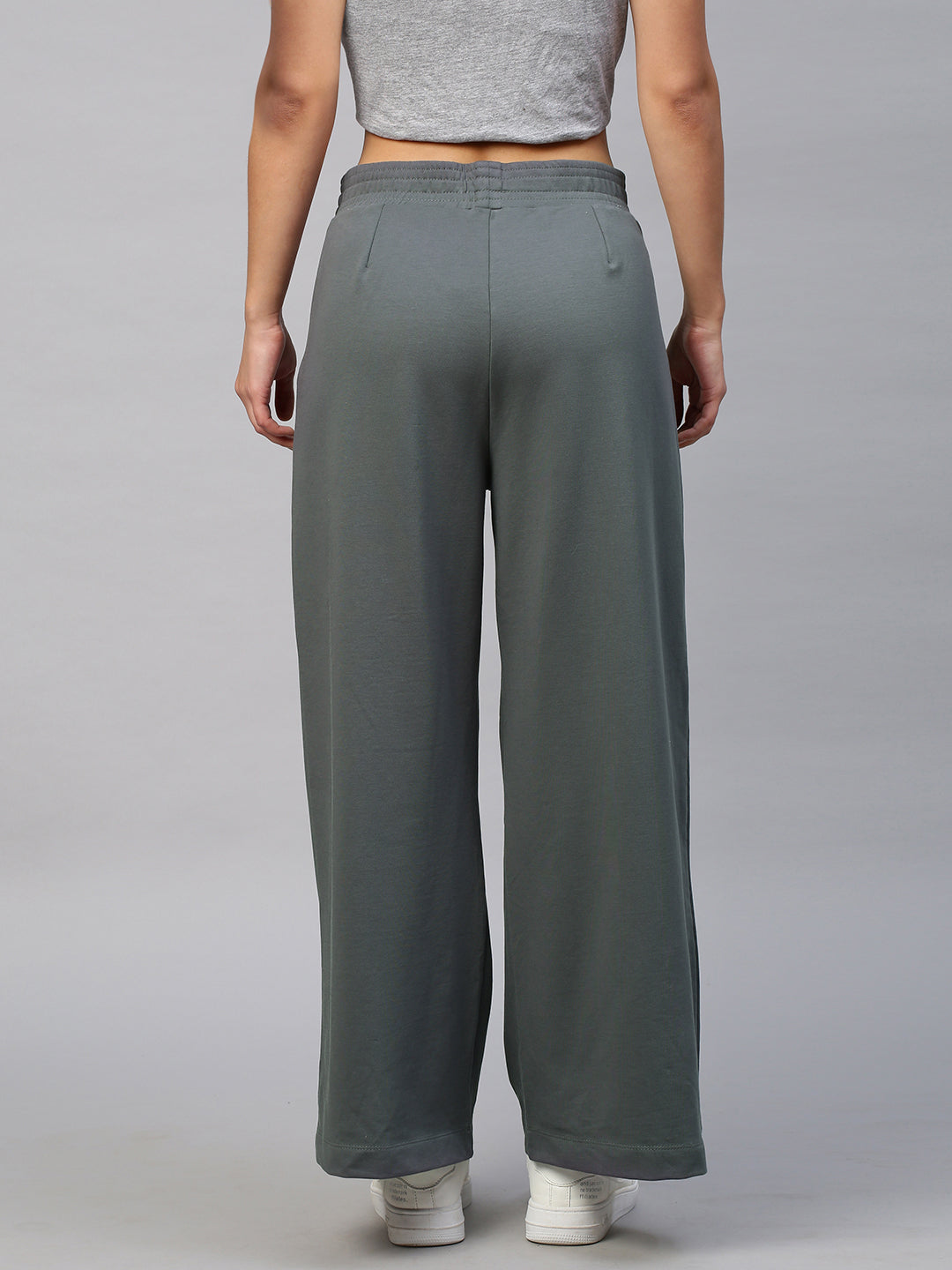 MID WAISTED WIDE LEG FRENCH TERRY COTTON LYCRA LOUNGE PANTS