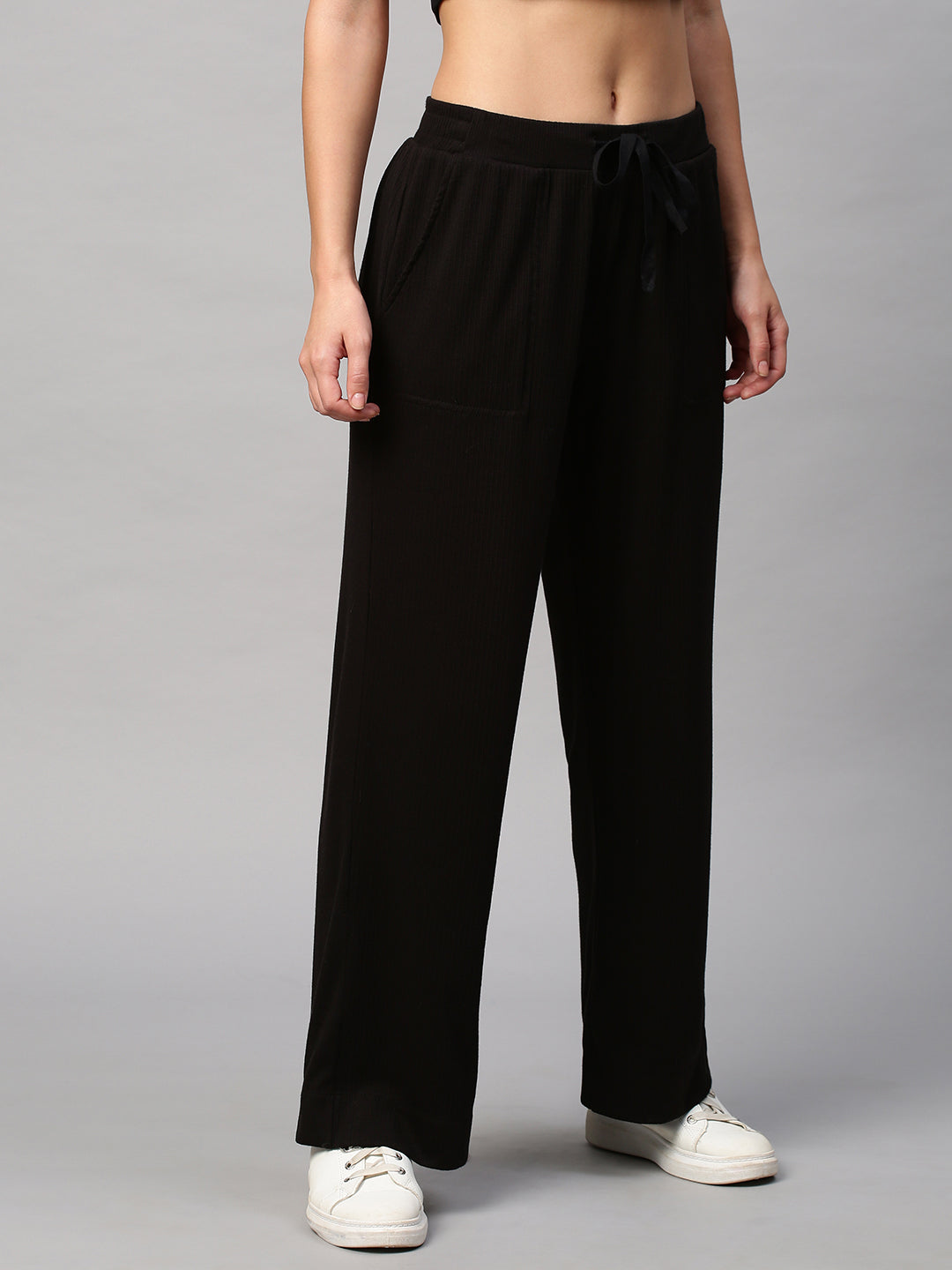 Mid Waisted Ribbed Lycra Wide Leg  Lounge Pants