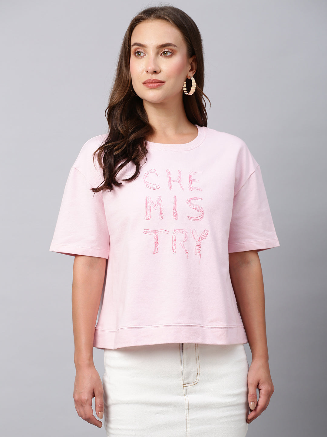 Graphic Printed Cotton Terry Drop Shoulder Cropped Box Tee