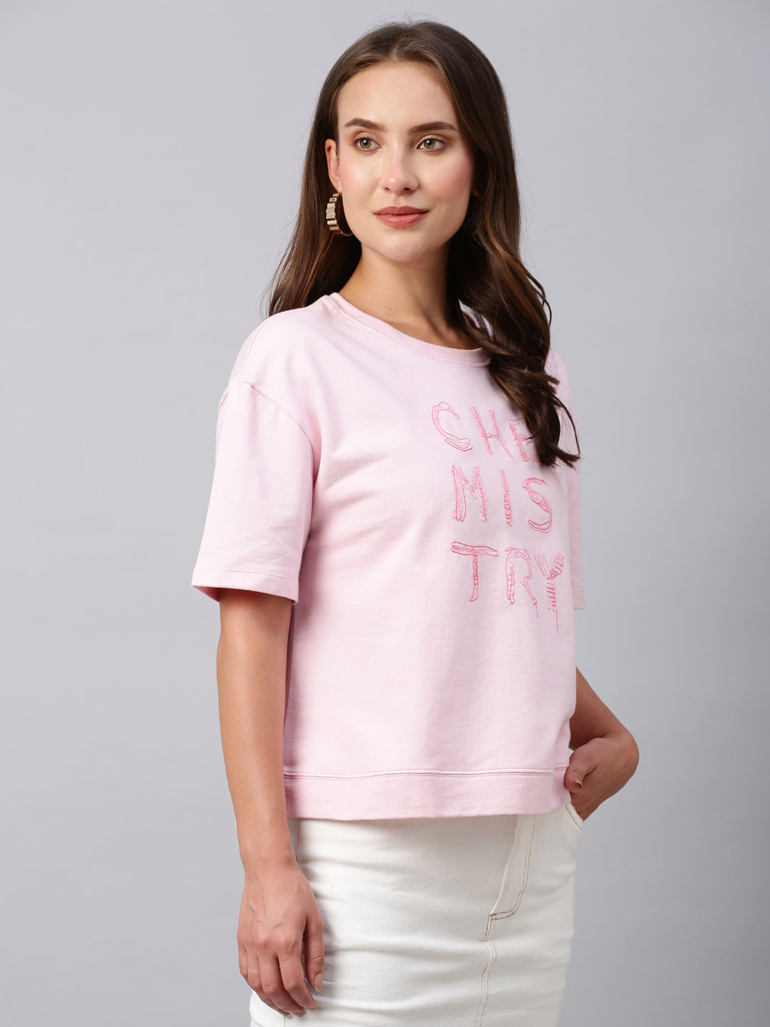 Graphic Printed Cotton Terry Drop Shoulder Cropped Box Tee