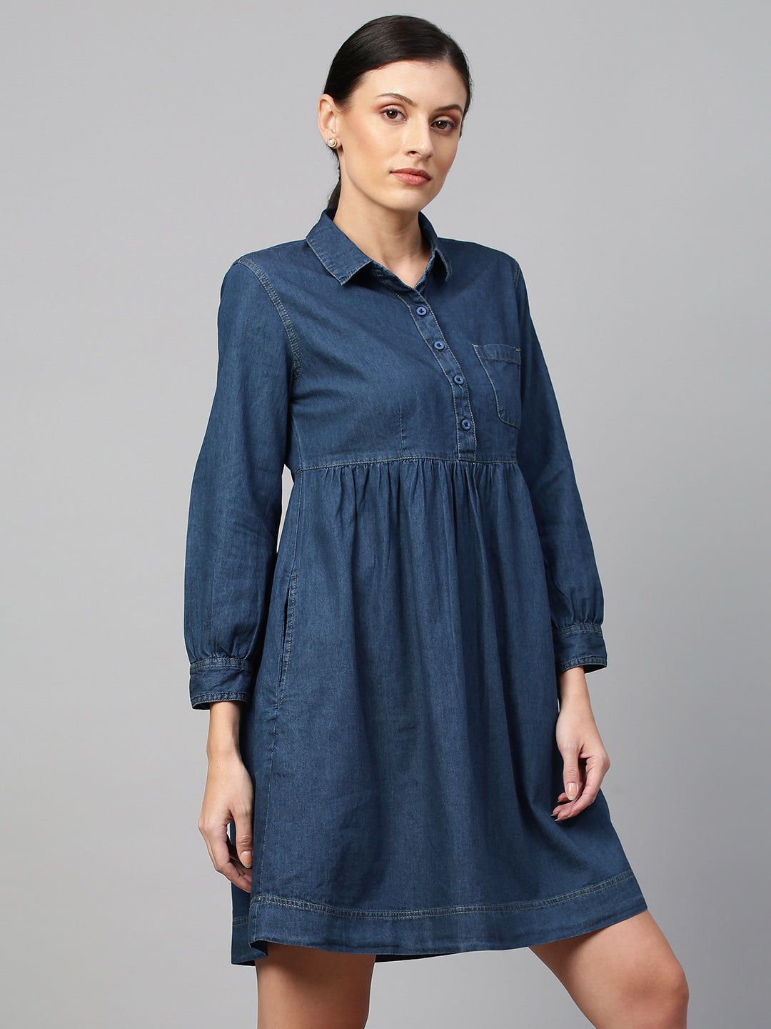 Denim Pop Over Shirt Dress