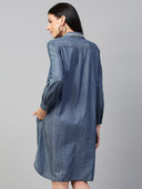 Denim Embellished Collar Tunic Dress