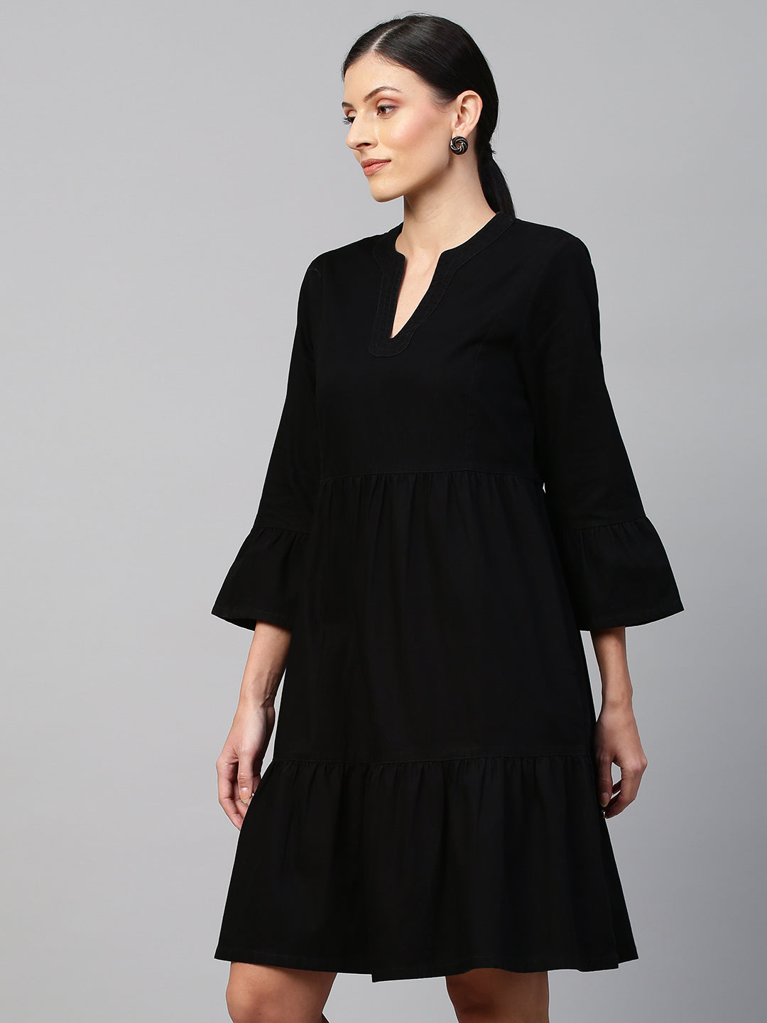 Black Denim Basque Dress
