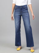 Mid Rise Wide Leg Mid Wash Jeans