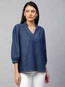 Dark Wash Denim Pop Over Tunic