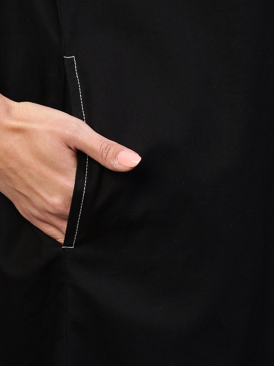 Black Light Weight Denim Longline Shirt Dress With Contrast Sewing