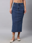 Medium Wash 5 Pocket Denim Pencil Skirt
