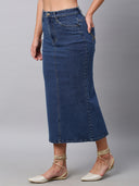 Medium Wash 5 Pocket Denim Pencil Skirt