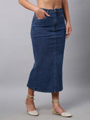 Medium Wash 5 Pocket Denim Pencil Skirt