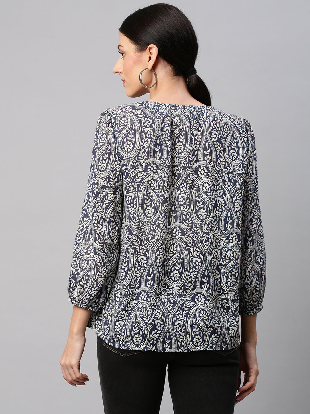 Paisley Printed Modal Embroidered Tunic Top