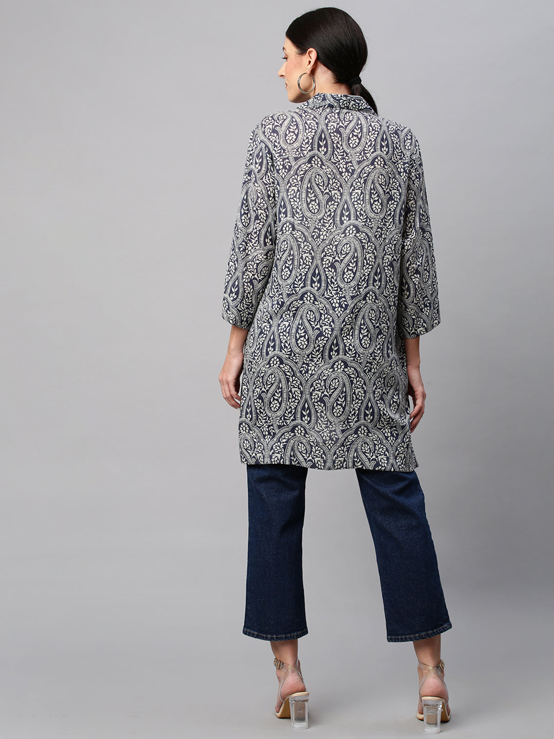 Paisley Printed Modal Tunic With Embroidery