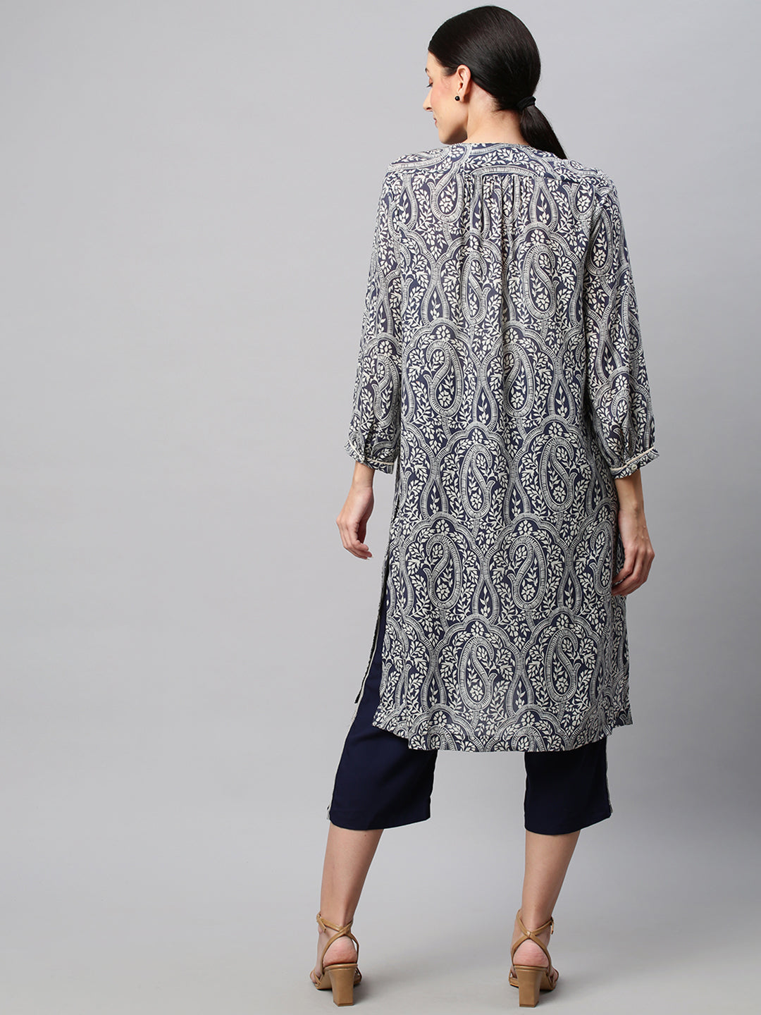Paisley Printed Modal Tunic With Embroidered Rayon Pyjamas