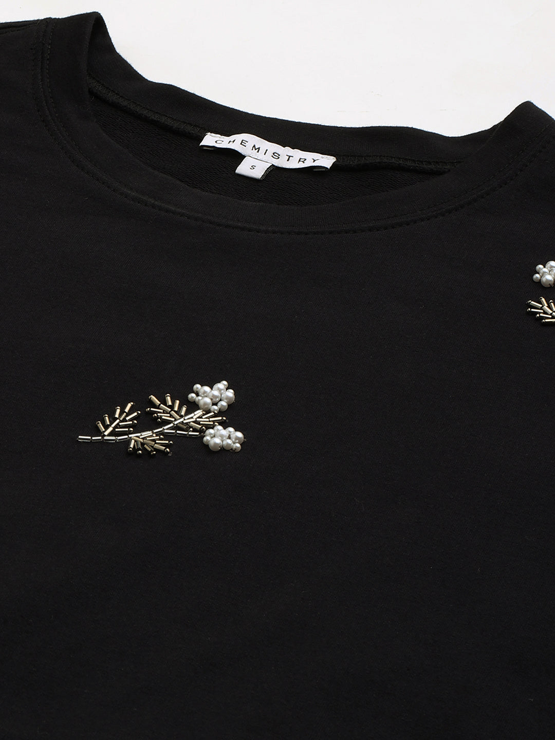 French Terry Sweatshirt With All Over Floral Embroidery