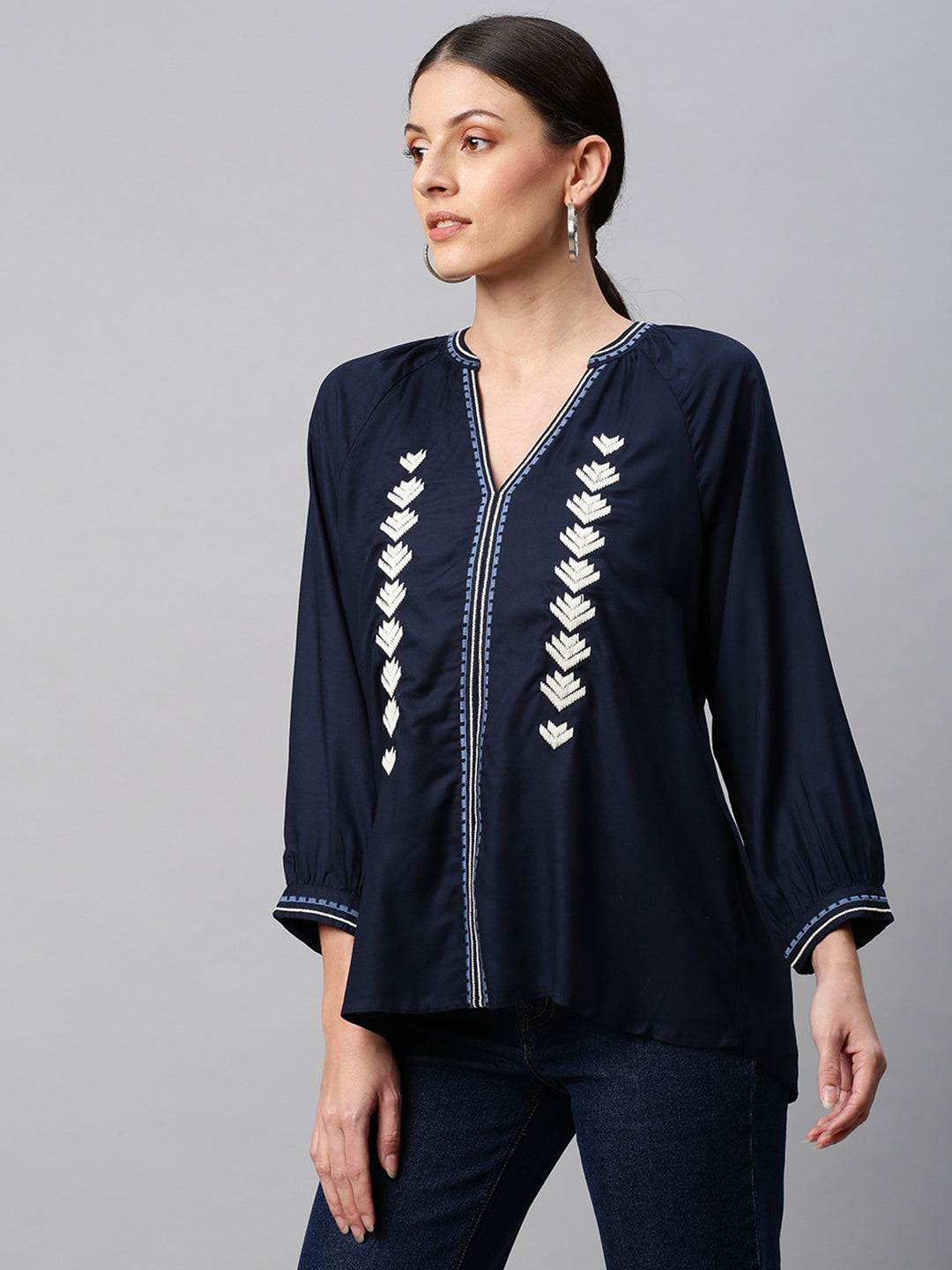 Embroidered Rayon Tunic Top