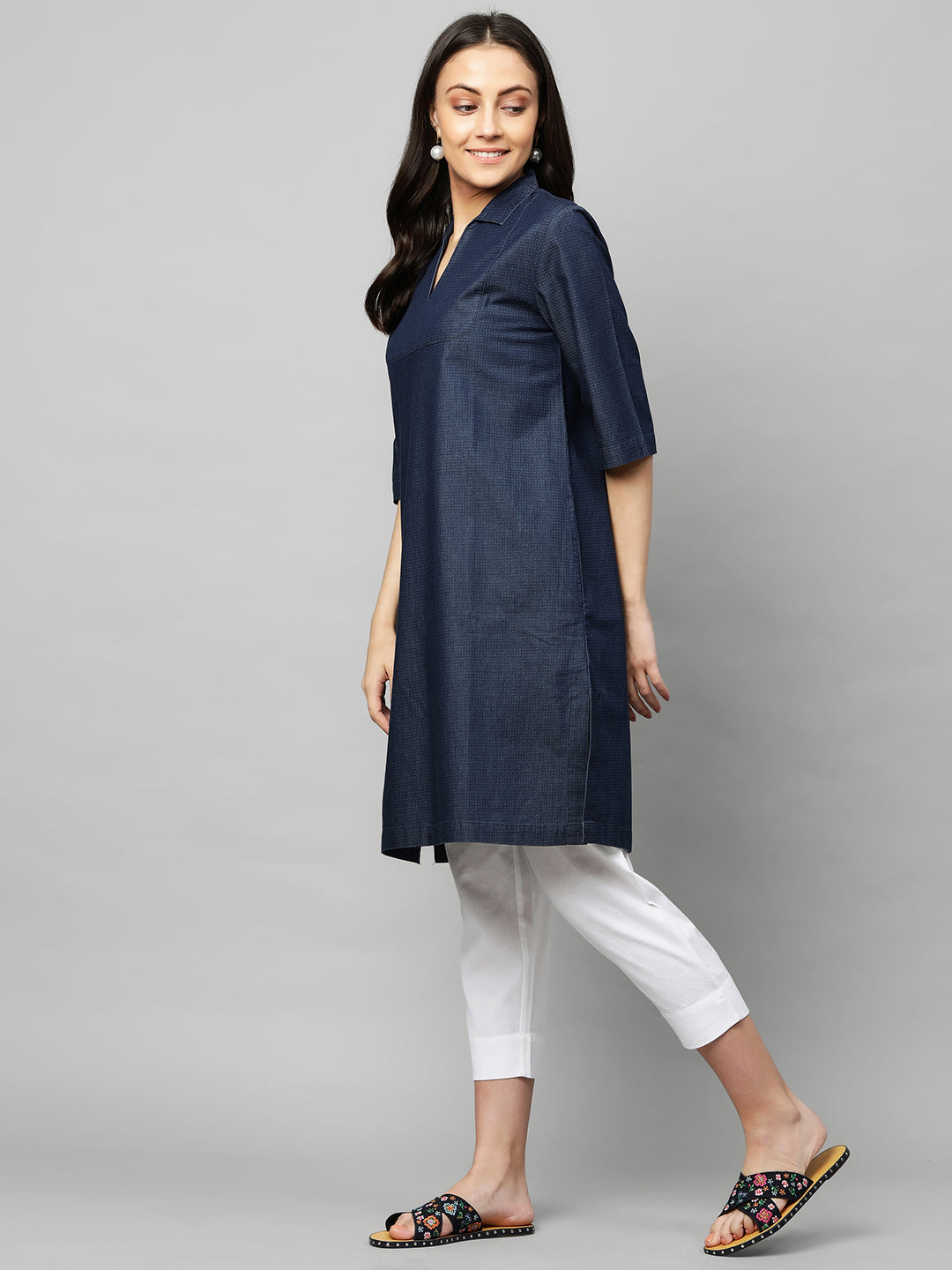 DENIM DOBBY / COTTON FLEX KURTA SET