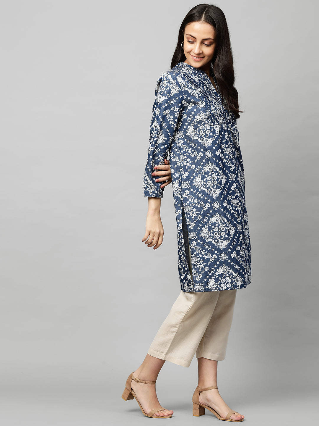 PRINTED DENIM KURTA