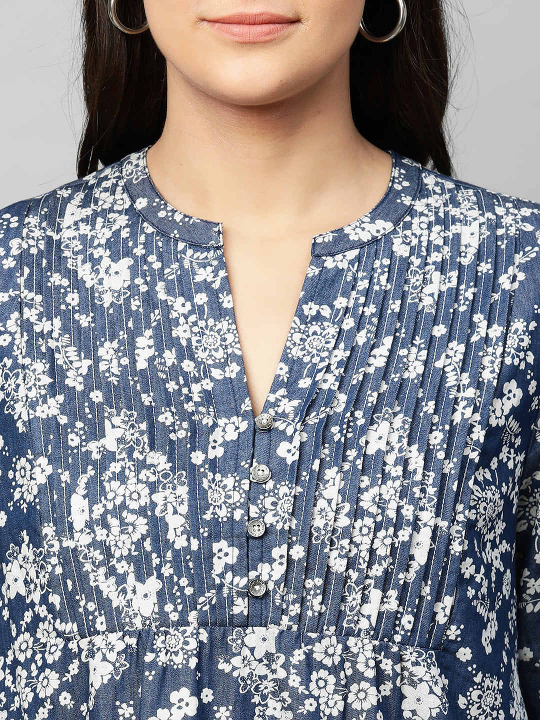 PRINTED DENIM KURTA