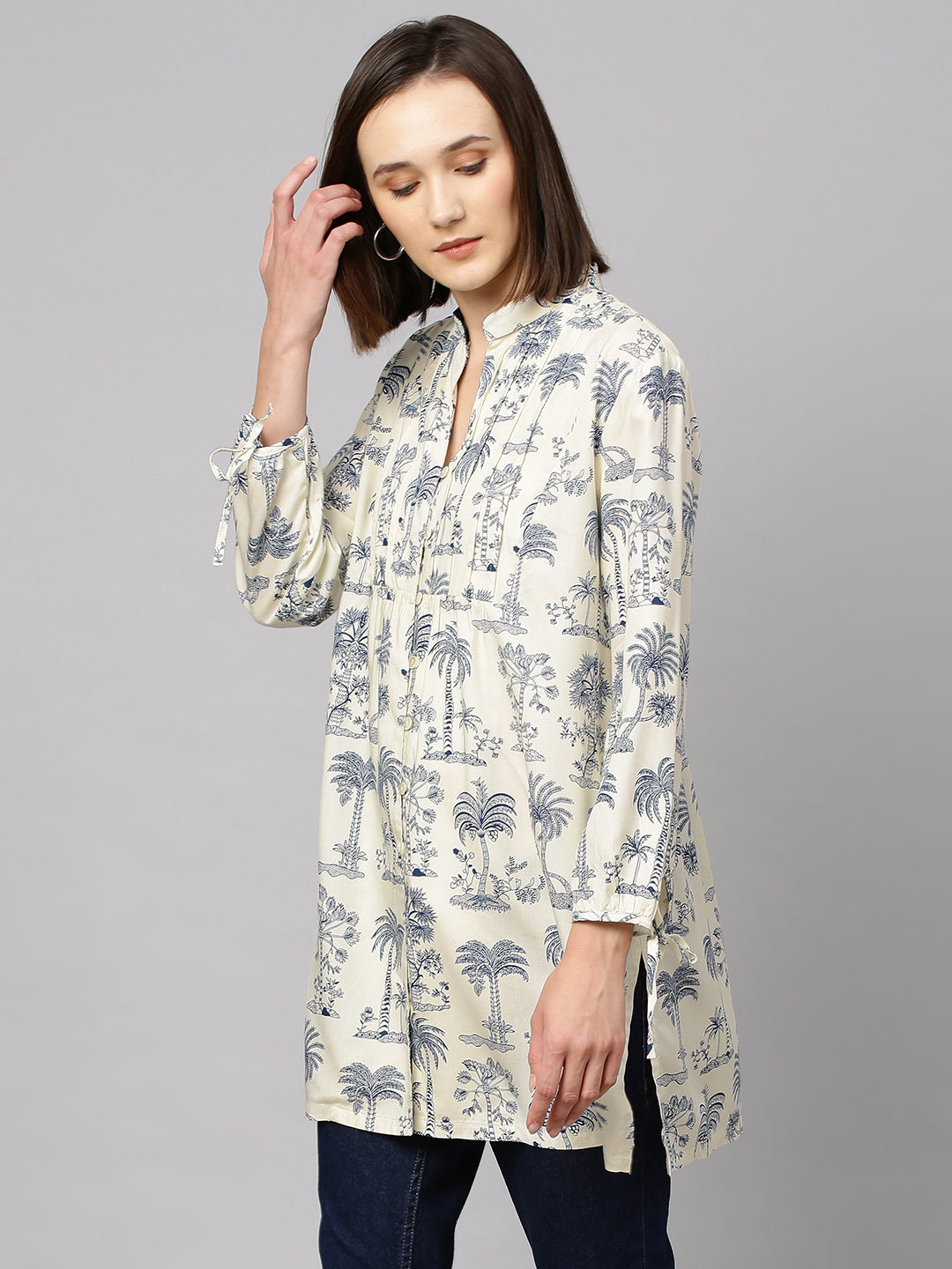 Pleated Yoke Printed Kurta