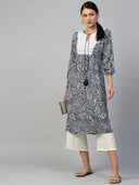 Paisley Printed Rayon & Twill Kurta Set With Guipure Lace Yoke