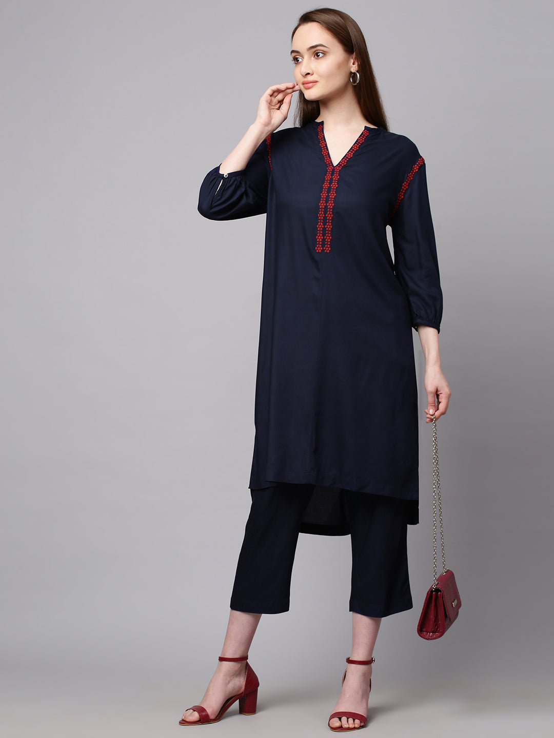 Embroidered Rayon Kurta Set