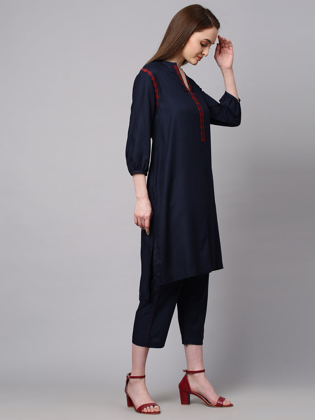 Embroidered Rayon Kurta Set