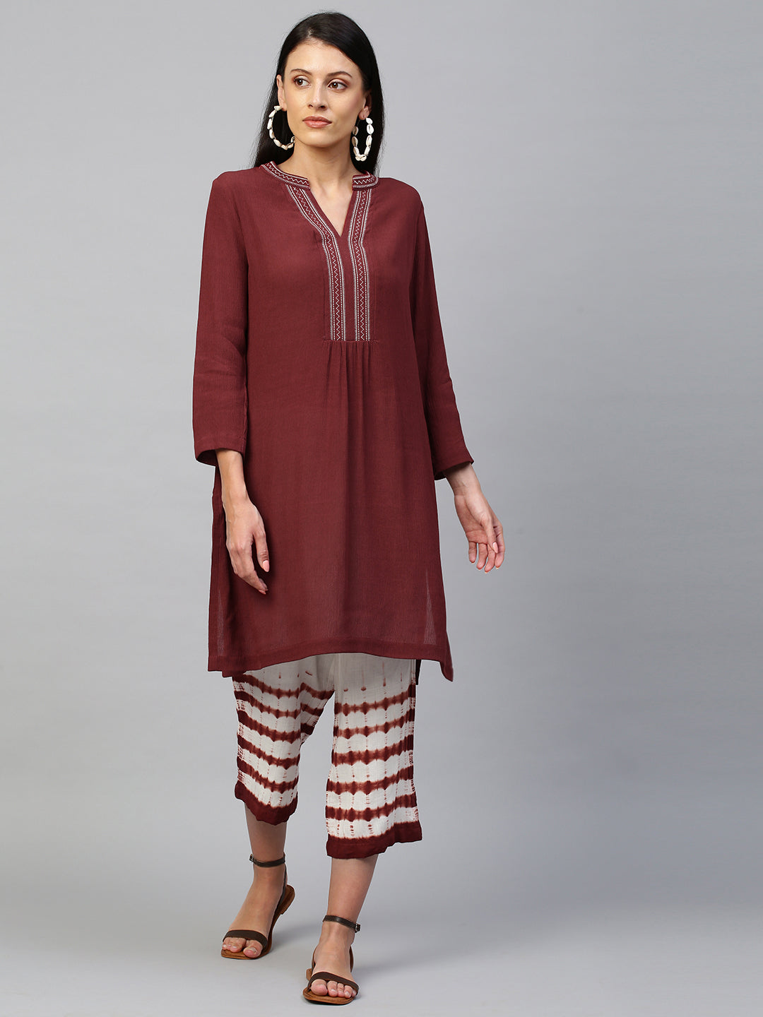 Crinkle Rayon & Crosshatch Viscose Tie Dye Kurta Set