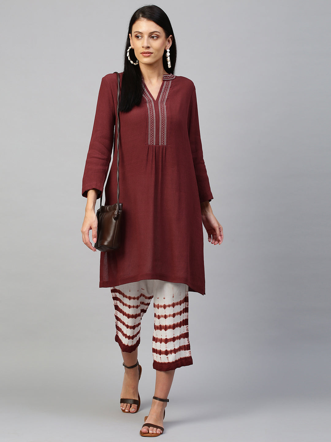 Crinkle Rayon & Crosshatch Viscose Tie Dye Kurta Set