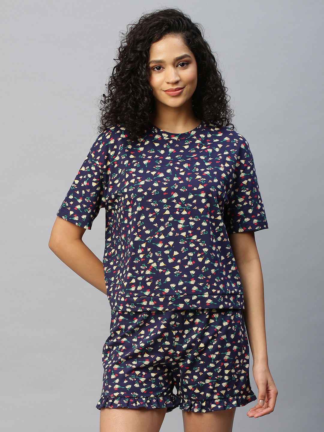Printed Cotton Jersey Night Suit