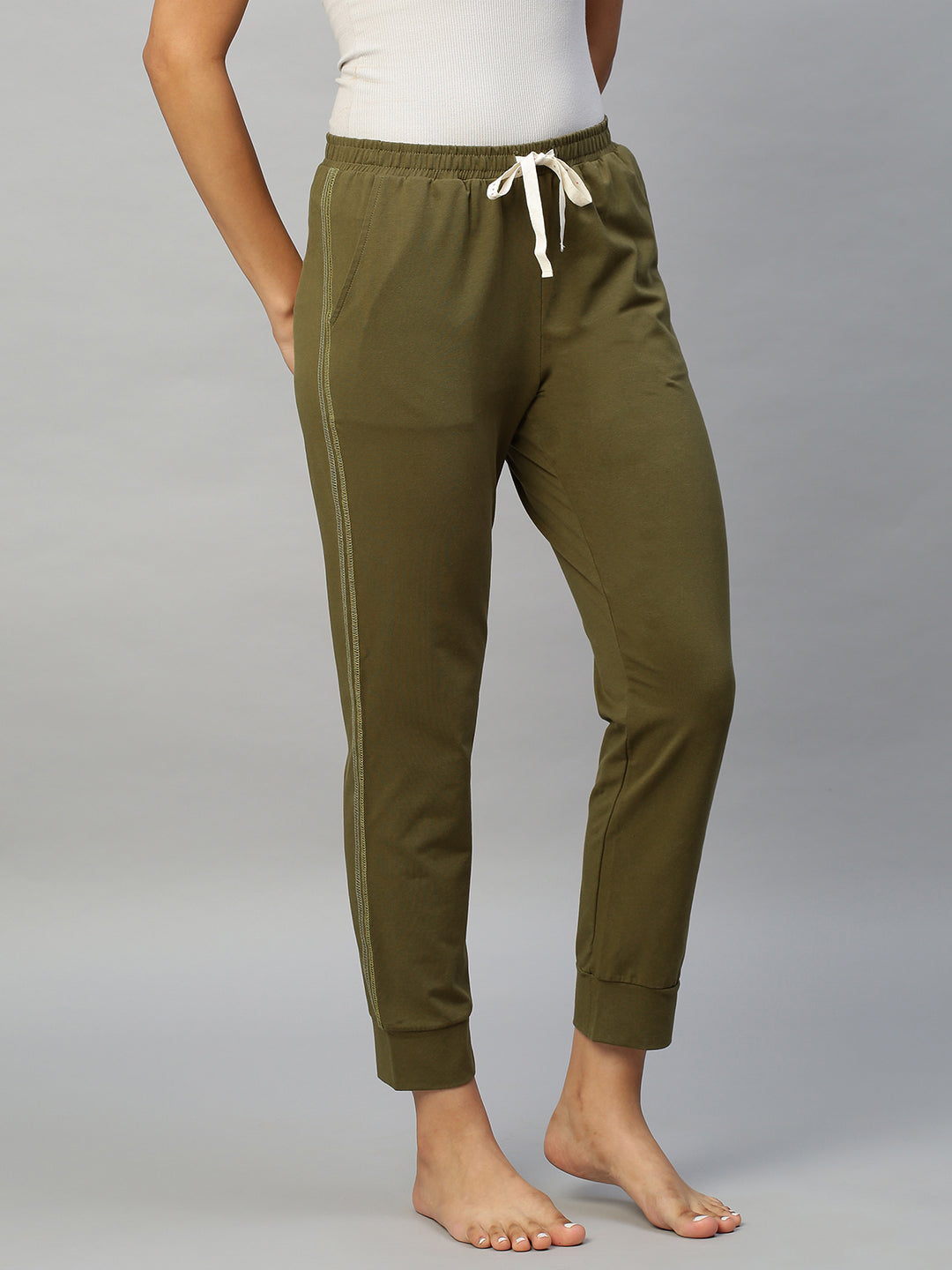 Cotton Lycra Jogger With Contrast Detailing