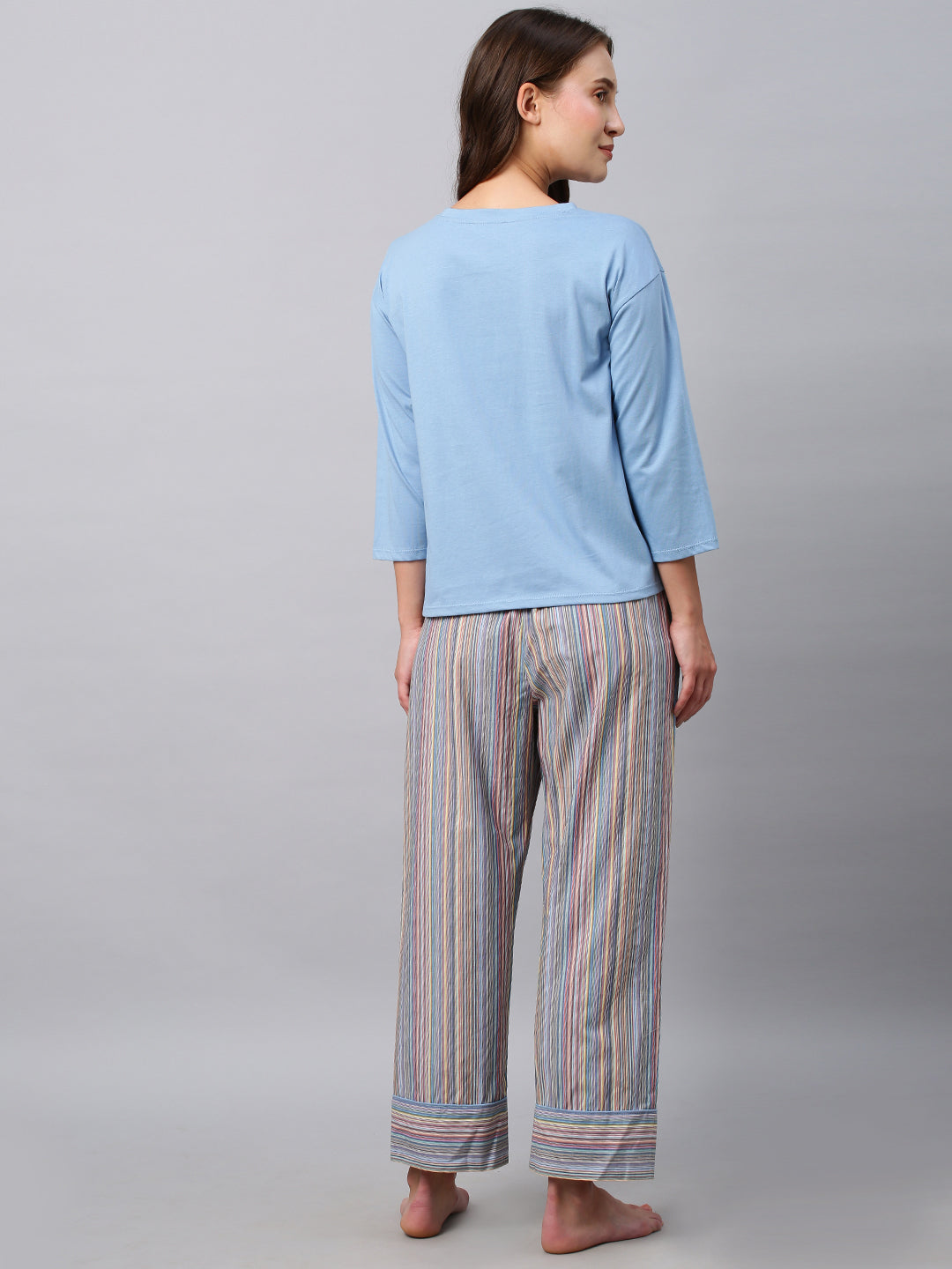 Cotton Jersey Tee W/ Multi Striped Pyjamas