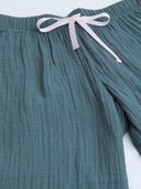 Crinkle Double Crepe Cotton Lounge Set W Embroidered Collar