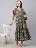 Printed Cambric Tiered Lounge Dress