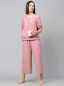 Embroidered Striped Lounge Set