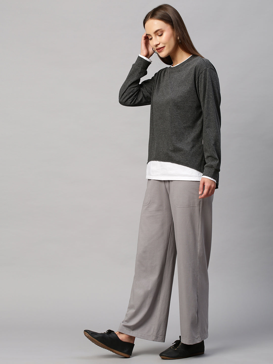 Tonal "Airport Look" With Faux Layered Sweat Tee & Lounge Pants