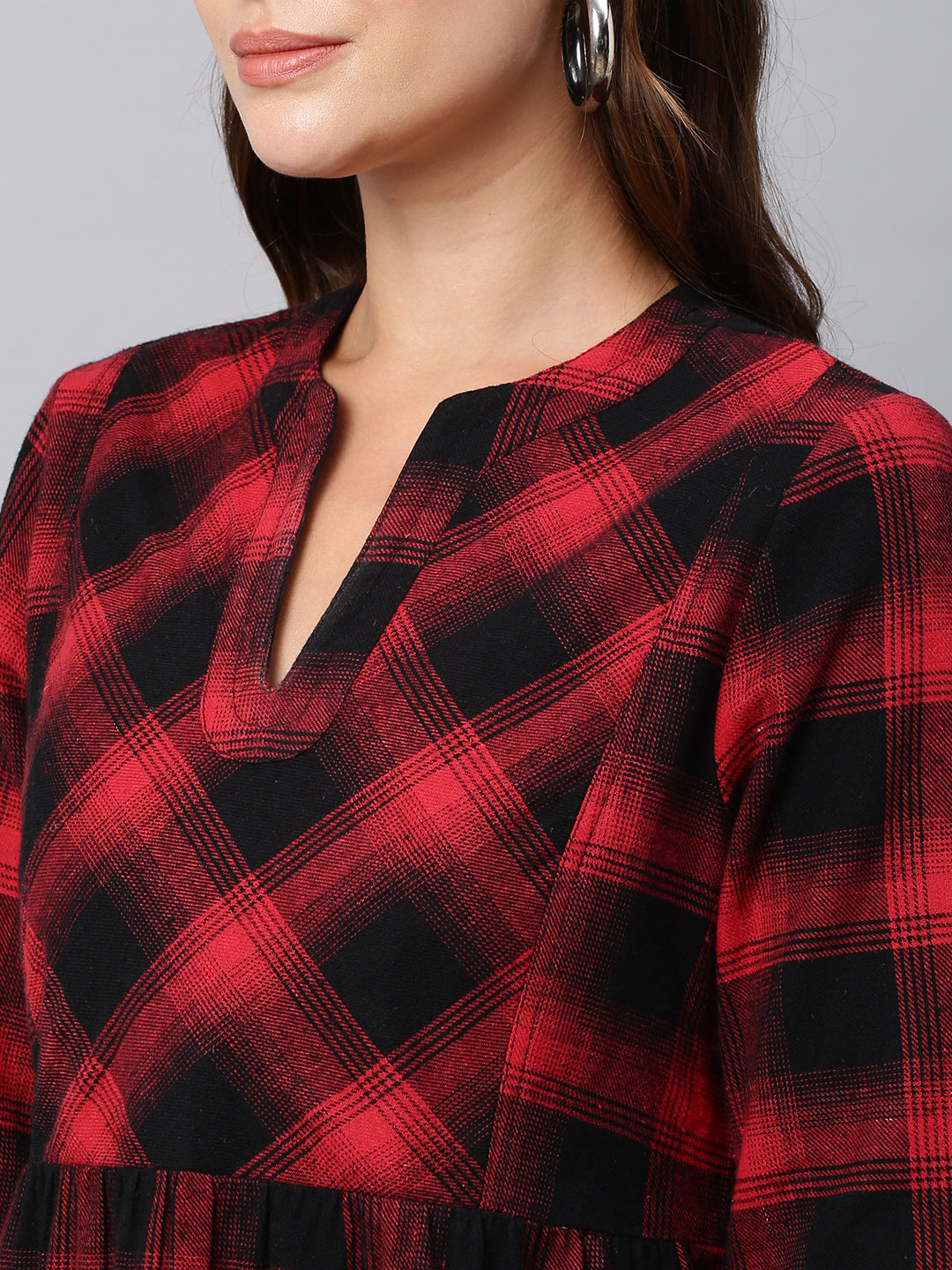 Brushed Flannel, Bias Yoke Tiered Plaid Dress